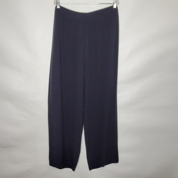 Eileen Fisher Silk Georgette Crepe Luxe Trousers Size XL Black Zip Fly Pants NEW - Picture 4 of 14